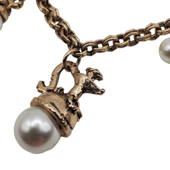 Faux Pearl Drinkware Fun Charm Bracelet Coffee Tea Pot Wine Silver Tone Link - Picture 6 of 8